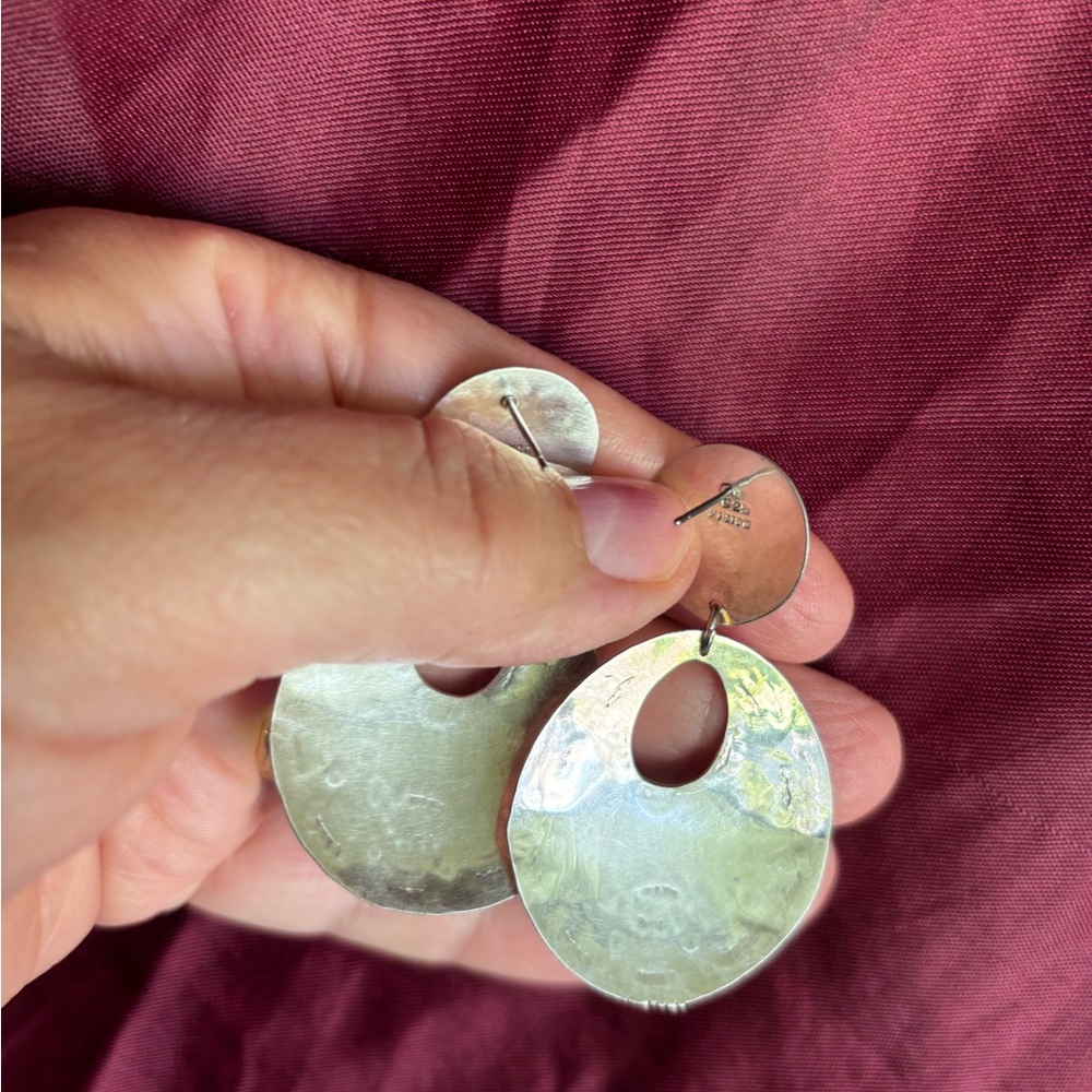 FINAL PRICE 🔥Vintage sterling Oval Earrings Silver has marked Mexico 925 - Picture 8 of 10